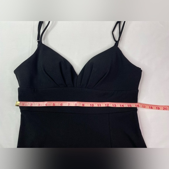 B Darlin Black Slitted Spaghetti Strap Sweetheart Full-Length Gown 13/14 - Picture 10 of 12